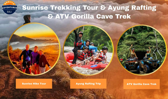 Bali: Mount Batur Sunrise Hike with Ayung Rafting and Gorilla Cave ATV Adventure
