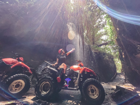 Bali Quad Bike Through Gorilla Cave And Waterfall