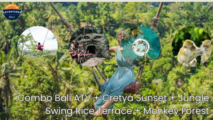 Combo Bali Gorilla Cave ATV, Lunch Cretya Sunset, Jungle Swing Rice, Terrace Monkey Forest