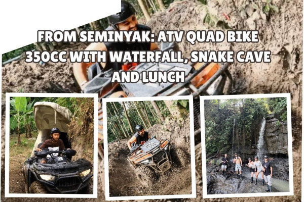 From Seminyak: ATV Quad Bike 350cc with Waterfall, Snake Cave and Lunch
