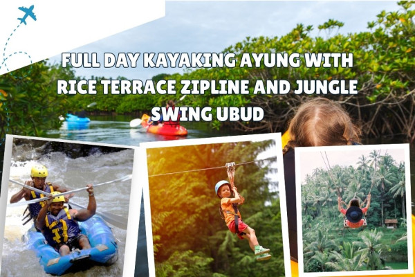 Full Day Kayaking Ayung with Rice Terrace Zipline and Jungle Swing Ubud