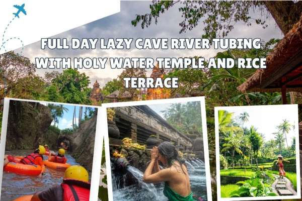Full Day Lazy Cave River Tubing with Holy Water Temple and Rice Terrace