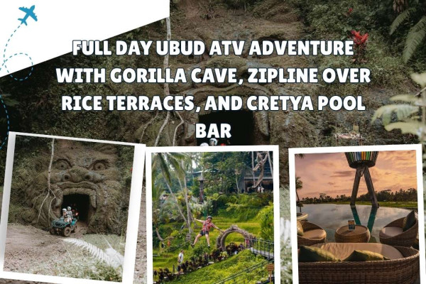 Full Day Ubud ATV Adventure with Gorilla Cave, Zipline Over Rice Terraces, and Cretya Pool