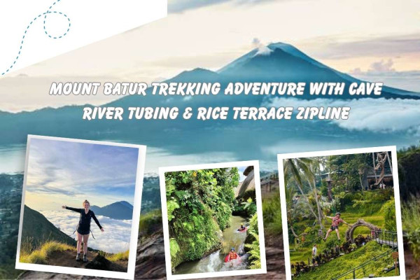 Mount Batur Trekking with Cave River Tubing & Rice Terrace Zipline