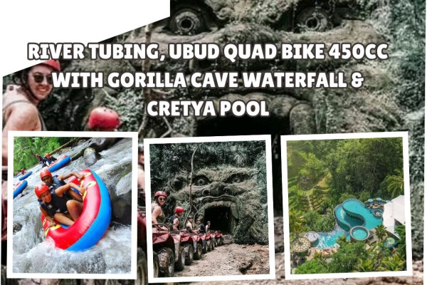 River Tubing, Ubud Quad Bike 450cc with Gorilla Cave Waterfall & Cretya Pool