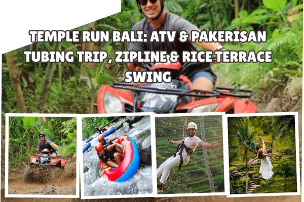 Temple Run Bali: ATV & Pakerisan Tubing Trip, Zipline & Rice Terrace Swing