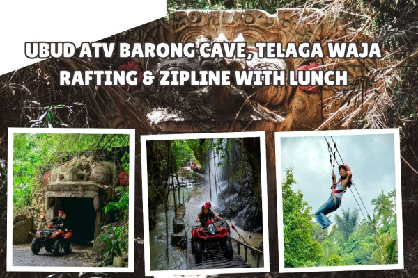 Ubud ATV Barong Cave, Telaga Waja Rafting & Zipline with Lunch