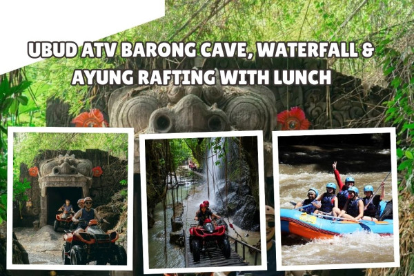 Ubud ATV Barong Cave, Waterfall & Ayung Rafting with Lunch