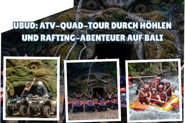 Ubud: ATV-Quad-Tour durch Höhlen und Rafting-Abenteuer auf Bali