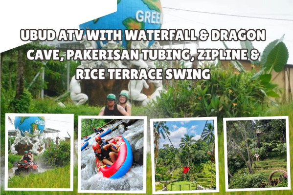 Ubud ATV with Waterfall & Dragon Cave, Pakerisan Tubing, Zipline & Rice Terrace Swing