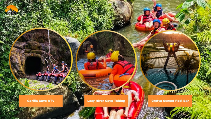 Ubud: Gorilla Cave ATV Bali Waterfall with Lazy River Tubing & Rice Terrace
