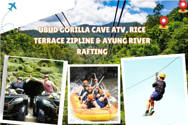 Ubud Gorilla Cave ATV, Rice Terrace Zipline & Ayung River Rafting