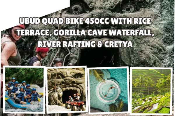 Ubud Quad Bike 450cc with Rice Terrace, Gorilla Cave Waterfall, Rafting & Cretya Pool